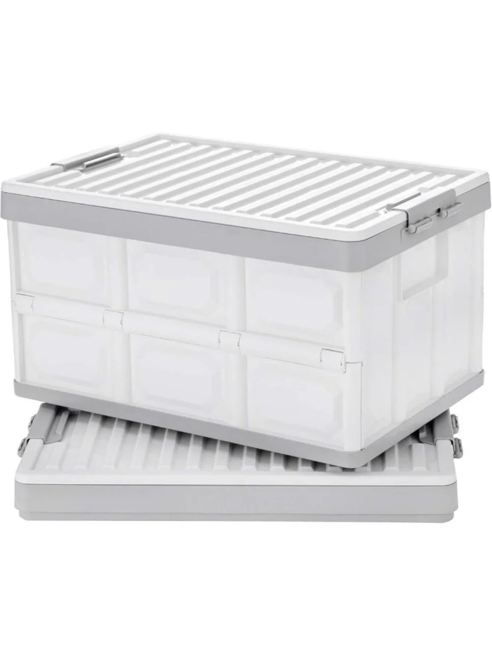 Collapsible Storage Bins with Lids 30L - Stackable Utility Crates for Home